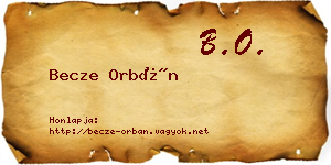 Becze Orbán névjegykártya